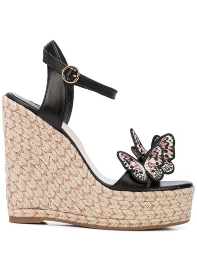 Sophia Webster Women's Riva Butterfly Wedge-heel Espadrille Sandals In Black