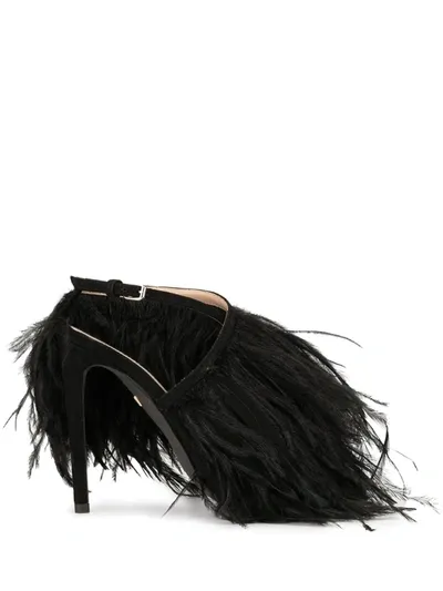 Giambattista Valli Feather-embellished Stiletto Sandals In Black