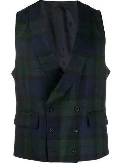 Gabriele Pasini Double-breasted Tartan Waistcoat In Blue