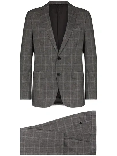 Hugo Boss Checked Two Piece Suit In Grey