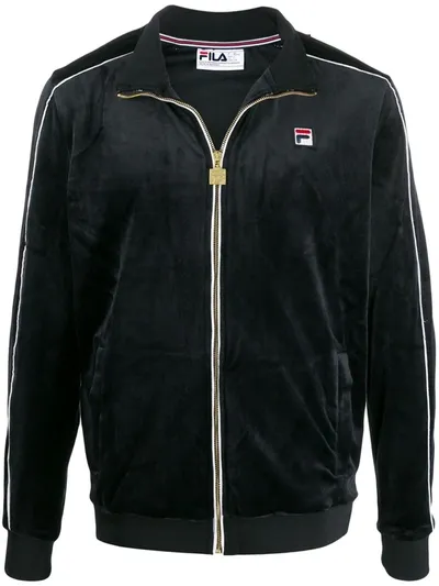 Fila Velour Bomber Jacket In Black