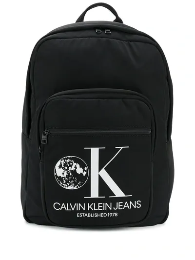 Calvin Klein Jeans Est.1978 1978 Large Logo Print Backpack In Black