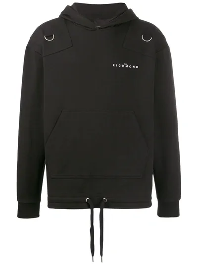 John Richmond Logo Print Hoodie In Black