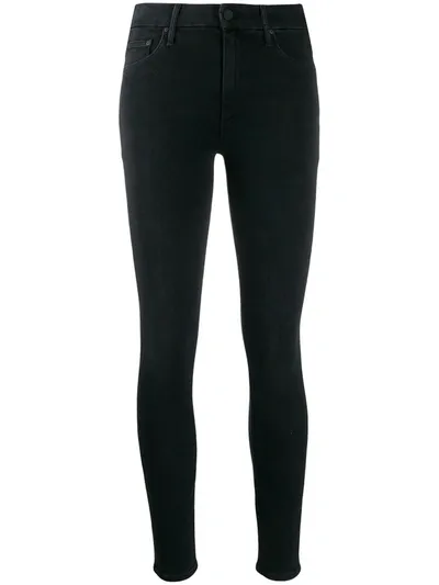 Mother Looker Velvet High-rise Skinny Jeans In Black