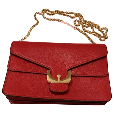 Pre-owned Coccinelle Leather Clutch Bag In Red