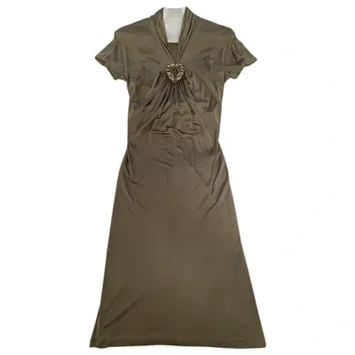 Pre-owned Roberto Cavalli Mid-length Dress In Khaki