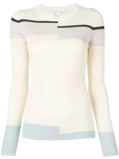 Proenza Schouler White Label Multicolor Stripes Fine Gauge Rib Knit Top In White