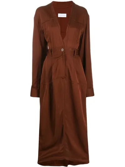 Christian Wijnants Maxi V-neck Dress In Brown