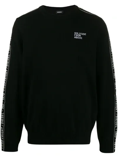 Diesel Vanisé-knit Logo Bands Sweatshirt In Black