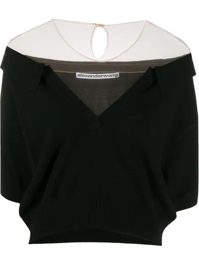 Alexander Wang Off The Shoulder Cropped Top In Black