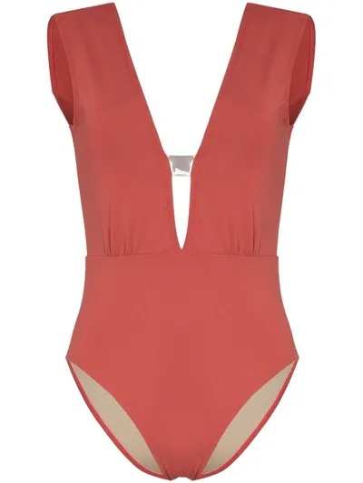 Beth Richards Cass Deep V-neck Swimsuit In Pink