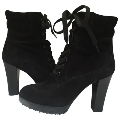 Pre-owned Hogan Lace Up Boots In Black