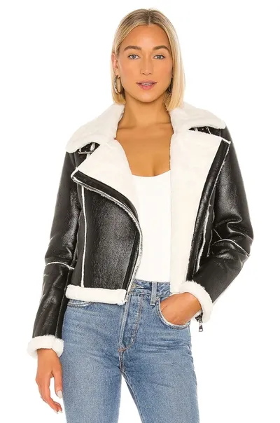 Superdown Genna Zip Up Jacket In Black & White