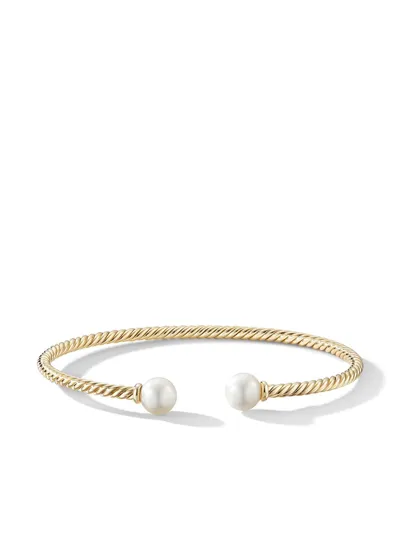 David Yurman 18kt Yellow Gold 7mm Solari Pearl Cuff In Silver