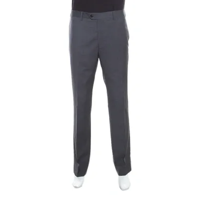 Pre-owned Armani Collezioni Grey Wool Tailored Trousers 4xl