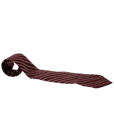 Pre-owned Bvlgari X Davide Pizzigoni Burgundy Diagonal Striped Silk Seven Fold Tie