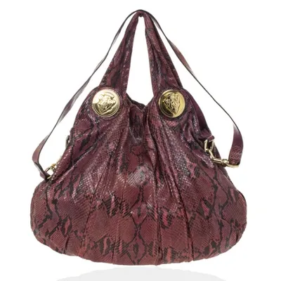 Pre-owned Gucci Red Python Hysteria Hobo