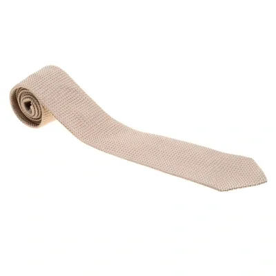 Pre-owned Brioni Beige Textured Silk Jacquard Tie