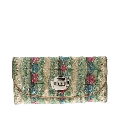 Pre-owned Miu Miu Multicolor Embellished Jacquard Clutch