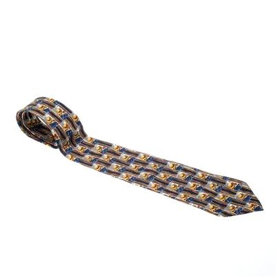 Pre-owned Dunhill Multicolor Hat Print Silk Traditional Tie