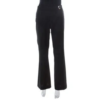 Pre-owned Tory Burch Black Wool Wide Leg Trousers M