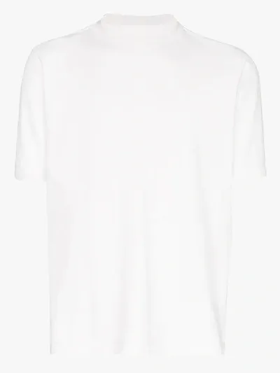 Les Tien Mock Neck Cotton T-shirt In White