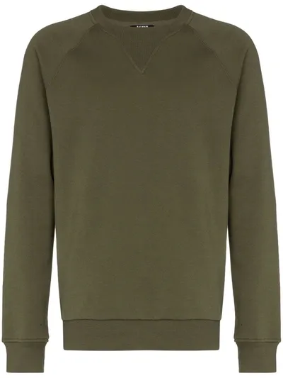 Balmain Ribbed Crew Neck Sweatshirt In Green