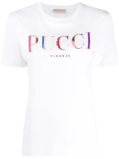 Emilio Pucci Appliquéd Cotton-jersey T-shirt In White