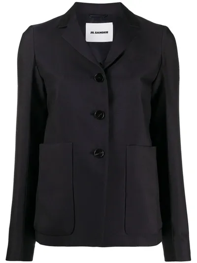 Jil Sander Single-breasted Blazer In Blue