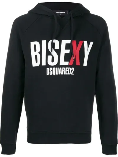 Dsquared2 Logo Print Hoodie In Black