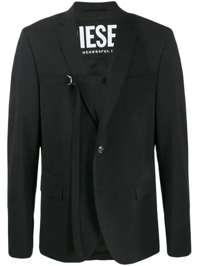 Diesel D-ring Belted Blazer In Black