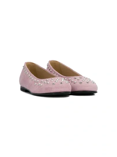 Ermanno Scervino Junior Kids' Studded Ballerinas In Pink