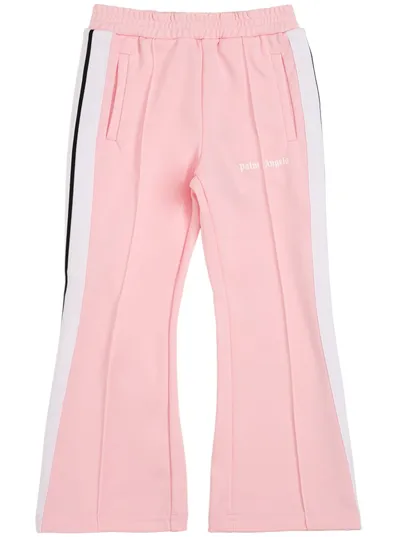 Palm Angels Girls Baby Pink Kids Logo-print Flared-leg Woven Jogging Bottoms 4-10 Years 8 Years In White Pink