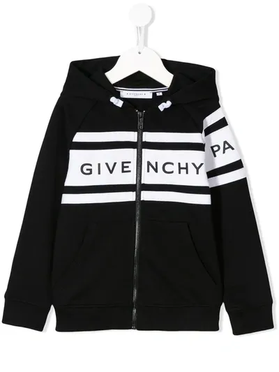 Givenchy Kids' Logo Band Zipped Hoodie In Nero