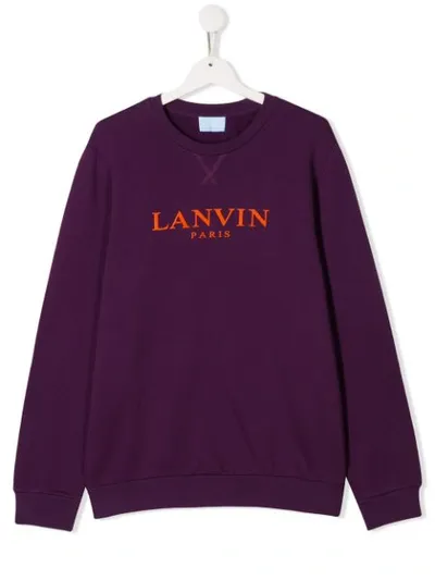 Lanvin Enfant Teen Logo Print Sweatshirt In Purple