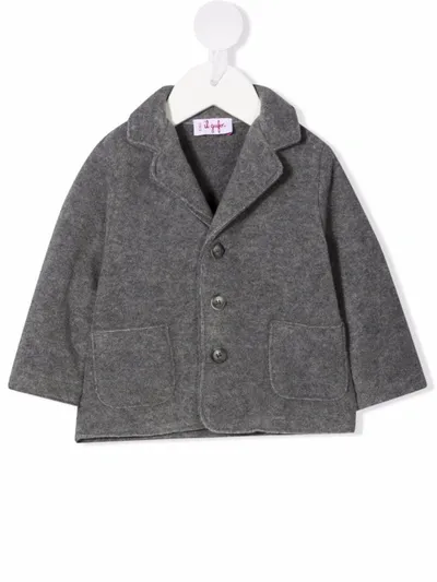 Il Gufo Babies' Chevron-knit Single Breasted Blazer In Grey