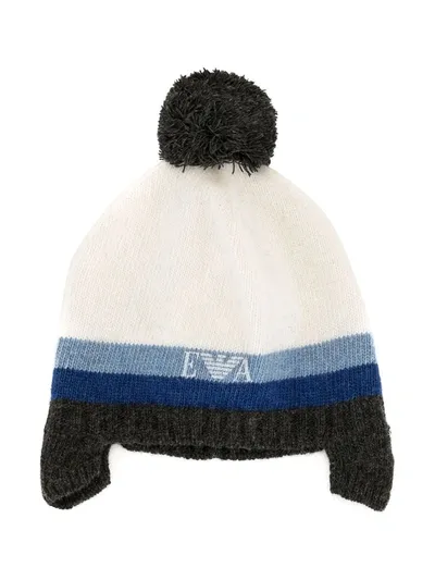 Emporio Armani Kids' Pom-pom Beanie In White