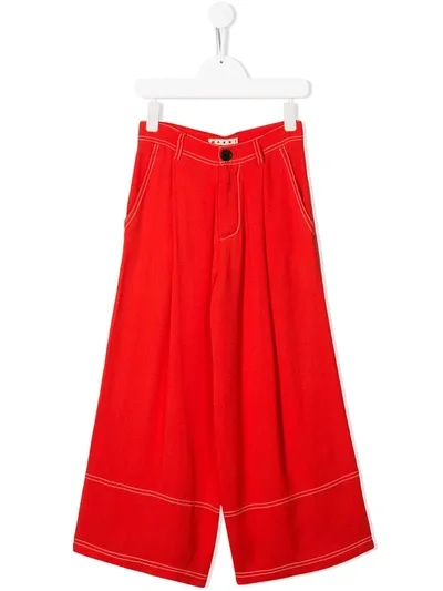 Marni Kids' Wide Leg Palazzo Pants In Red