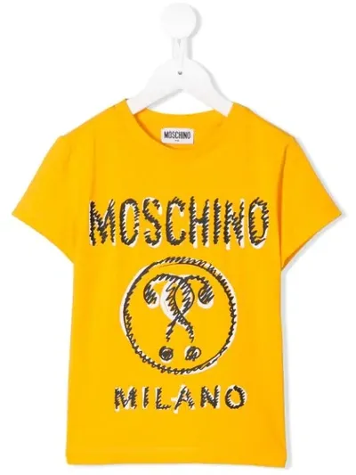 Moschino Kids' Logo Print T-shirt In Yellow