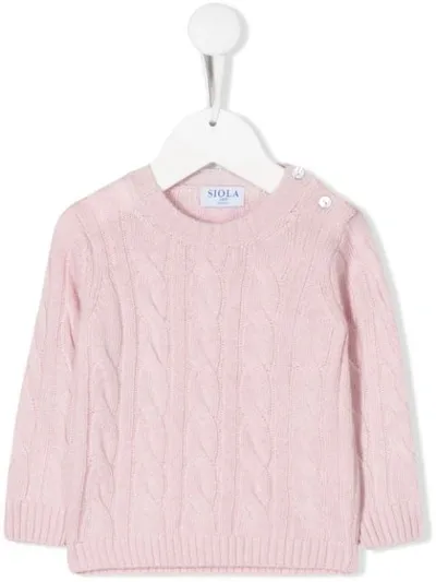 Siola Babies' Cable Knit Jumper In Pink