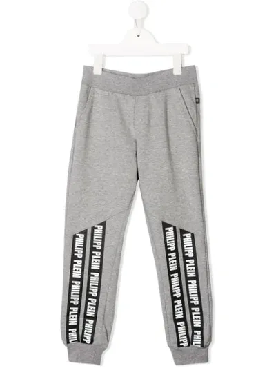 Philipp Plein Junior Kids' Logo Print Track Pants In Grey