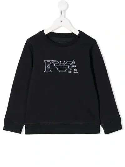 Emporio Armani Kids' Logo Print Sweatshirt In Blue