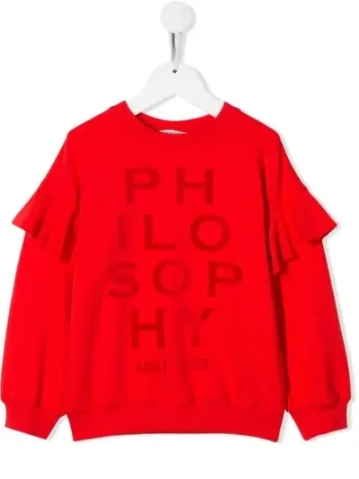 Philosophy Di Lorenzo Serafini Kids' Ruffle Trim Sweatshirt In Red