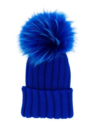 Siola Kids' Pompom Detailed Knitted Hat In Blue