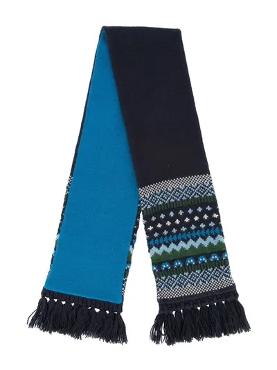 Familiar Kids' Patterned Tassel Scarf In Blue