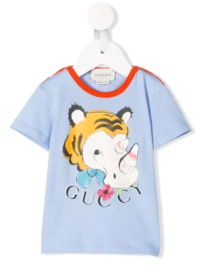 Gucci Babies' Graphic Print T-shirt In Blue