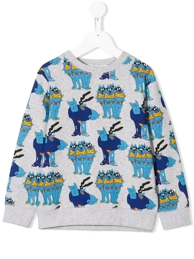 Stella Mccartney Kids' Bulldog Print Sweatshirt In Grey