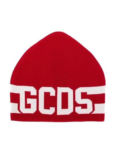 Gcds Kids' Logo Intarsia Beanie In Red