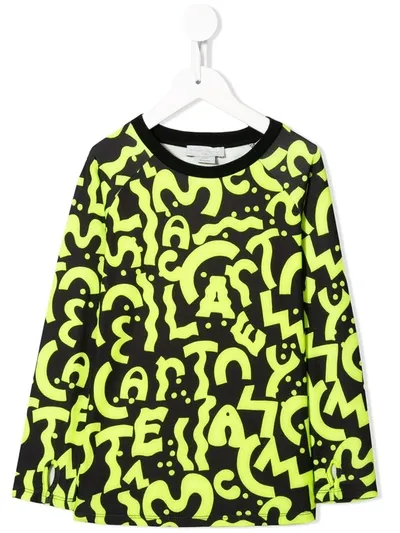 Stella Mccartney Kids' Swiggle Letters Print Top In Yellow