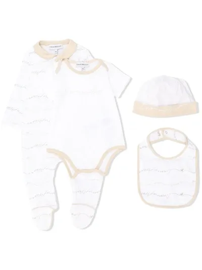 Emporio Armani Babies' Logo Print Pajama Set In White